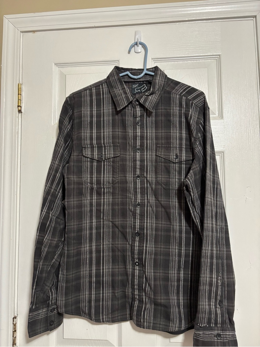 Fox Black & Gray Plaid Button-Up Shirt Sz XL VGUC